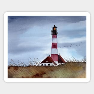 Westerheversand Lighthouse North Sea Watercolor Painting Sticker